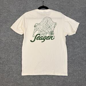 Seager Shirt Mens Medium White Short Sleeve Tshirt Graphic Tee Bull Crewneck